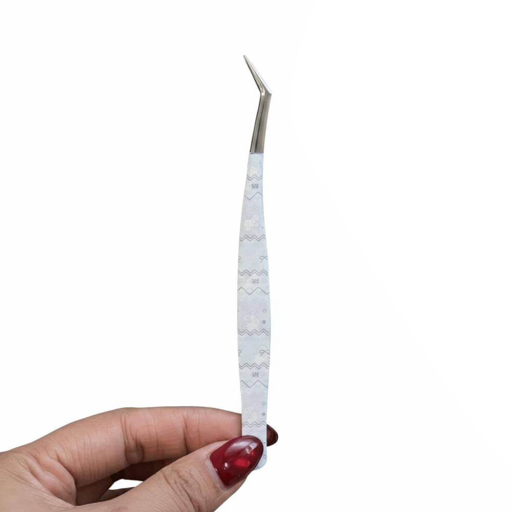 Stainless Steel Curved Stickers Tweezers Anti-static Cartoon False Eyelash Tweezers High Precision Bean Tweezers