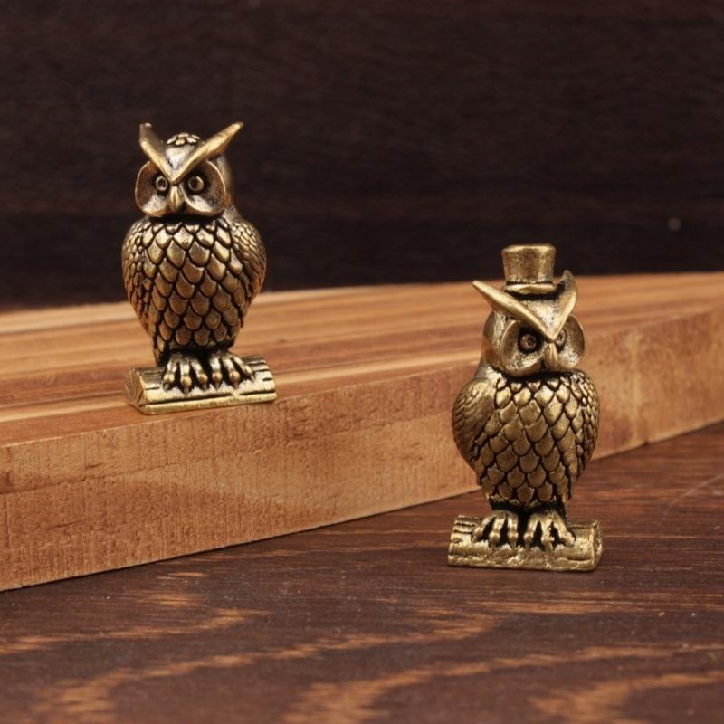 Brass Owl Ornament Handmade Boho Decor Creative Figurine Small Desk Decorations Unique Gift For Home Luxury Decor Home Decor