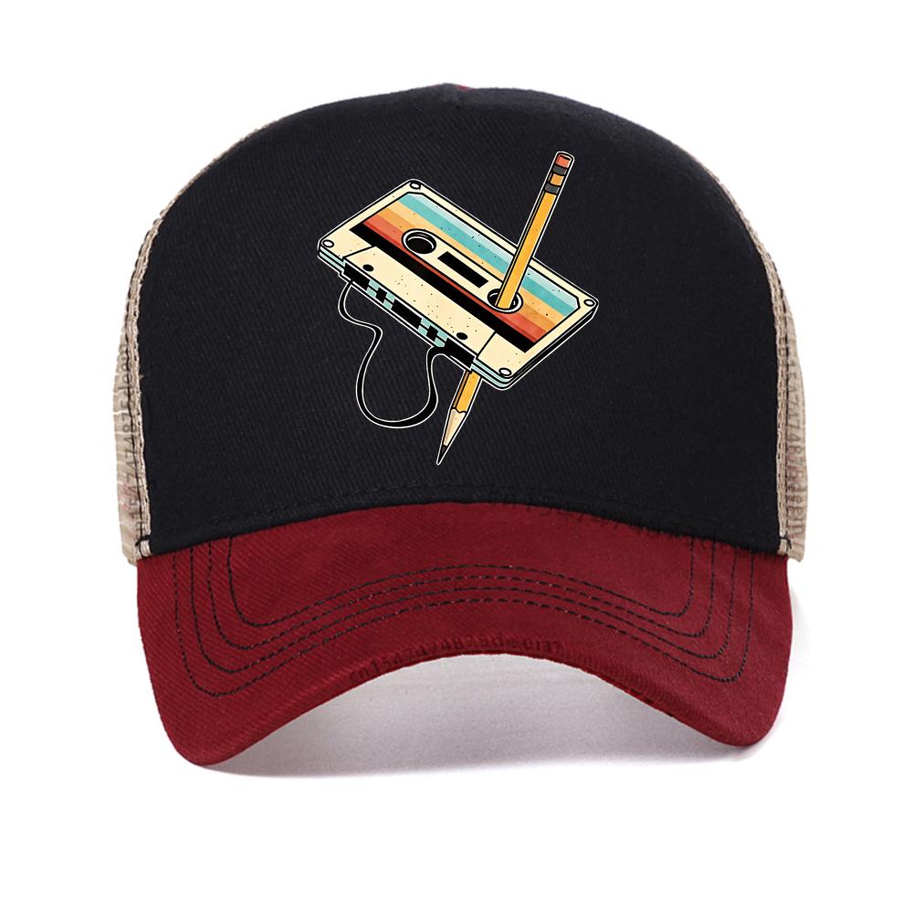 80s Cassette Tape Dad Cap Retro Music Adjustable Hat Vintage Design Unisex breathable Baseball Cap Casual Outdoor mesh sun Hat
