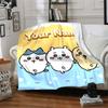 1pc Chiikawa Blanket with Custom Name, Gift, for Men and Women, Soft Blanket, Good for Sofa Bed Couch Travel, Lightweight Flannel Blanket