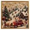 Sparkling 3D Painting Canvas DIY Christmas Faux Pearl Art Kit with Frame, Santa Winter Holiday Theme Craft Supplies Beads for Adults Beginner,