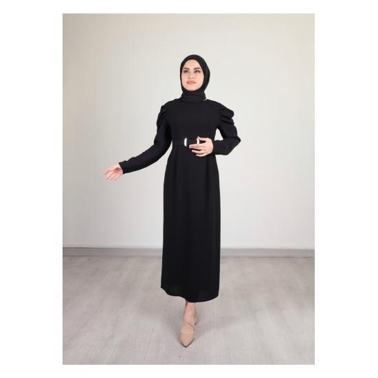 Plisowana spódnica ołówkowa z odkrytymi ramionami i hidżabem