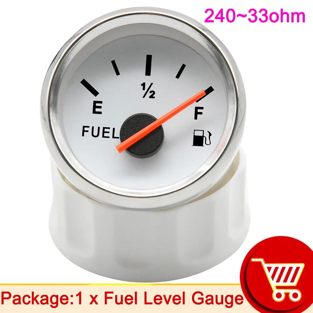 52mm Fuel Level Gauge with Red Backlight for 0~190 Ohm 240~33ohm Fuel Level Sensor Universal Boat Car Truck RV Instruments