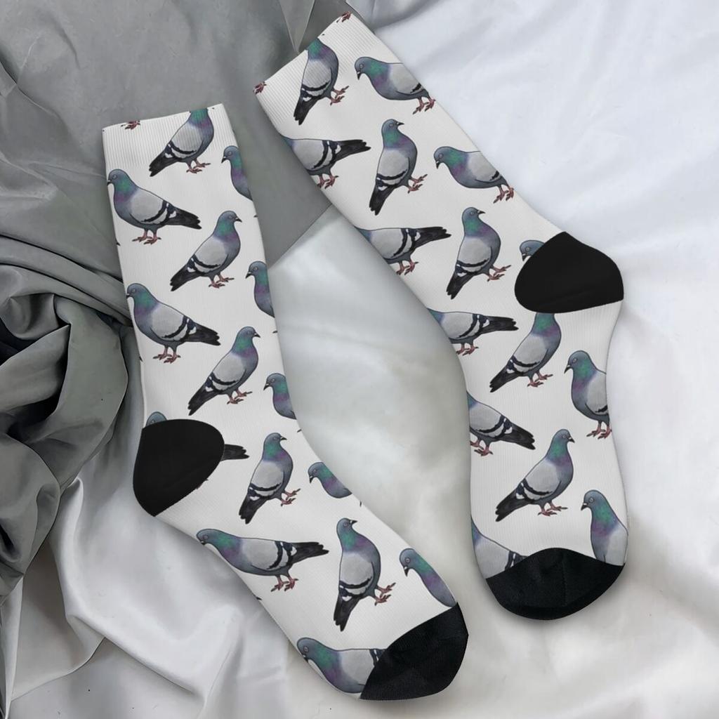 Pigeon Walk Stockings Grey Background Custom Fashion Socks Autumn Anti Bacterial Socks Men's Running Sports Breathable Socks