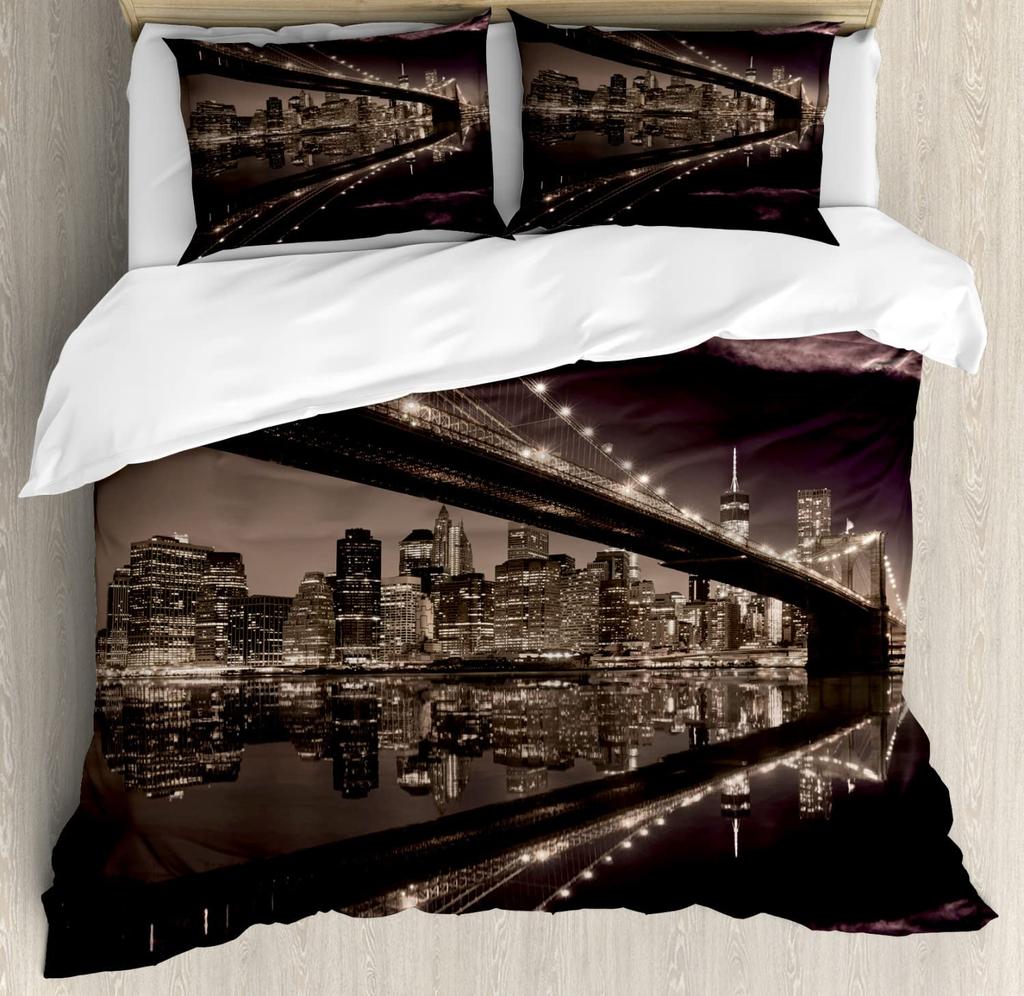 Modern City Duvet Cover Sets For Kids Boys Girls Queen Lightweight Quilt Covers Bedroom Decor Building Bedding Sets No Comforter