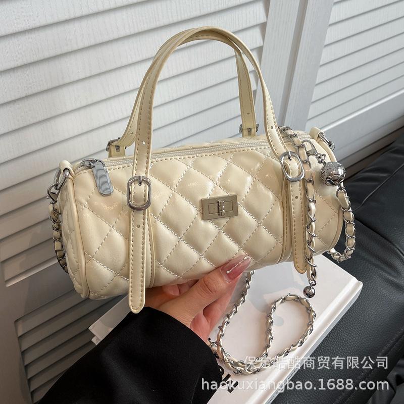 Rhombus embroidery thread small bag women's 2025 new summer super fire chain messenger bag exquisite versatile portable small bag