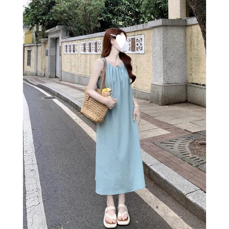 French Skirt Seaside Vacation Dress Women's Summer Niche Design Sense Loose Sleeveless Vest Skirt a Word Long Dress