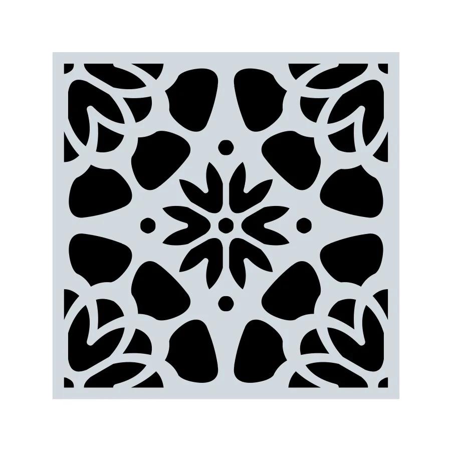 1Pc 15x15cm Beautiful Mandala Pattern Hollow Carving Stenclis Wall Brick Painting Auxiliary Spray Paint Coloring Mold White PET