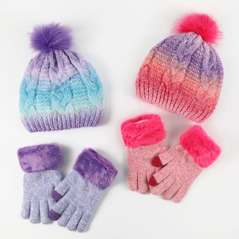 Xihong Kids Winter Pom-pom Hat & Gloves Set