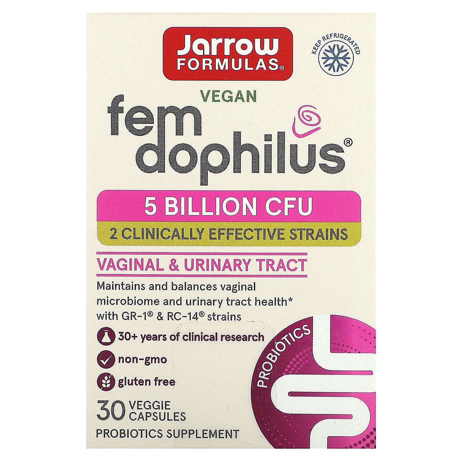 

Jarrow Formulas, Vegan Fem Dophilus, 5 мільярдів КУО, 30 овочевих капсул