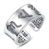 Retro Trendy Men's Six-character Motto, Be Careful, Birthday Gift, Single Open Eating Ring