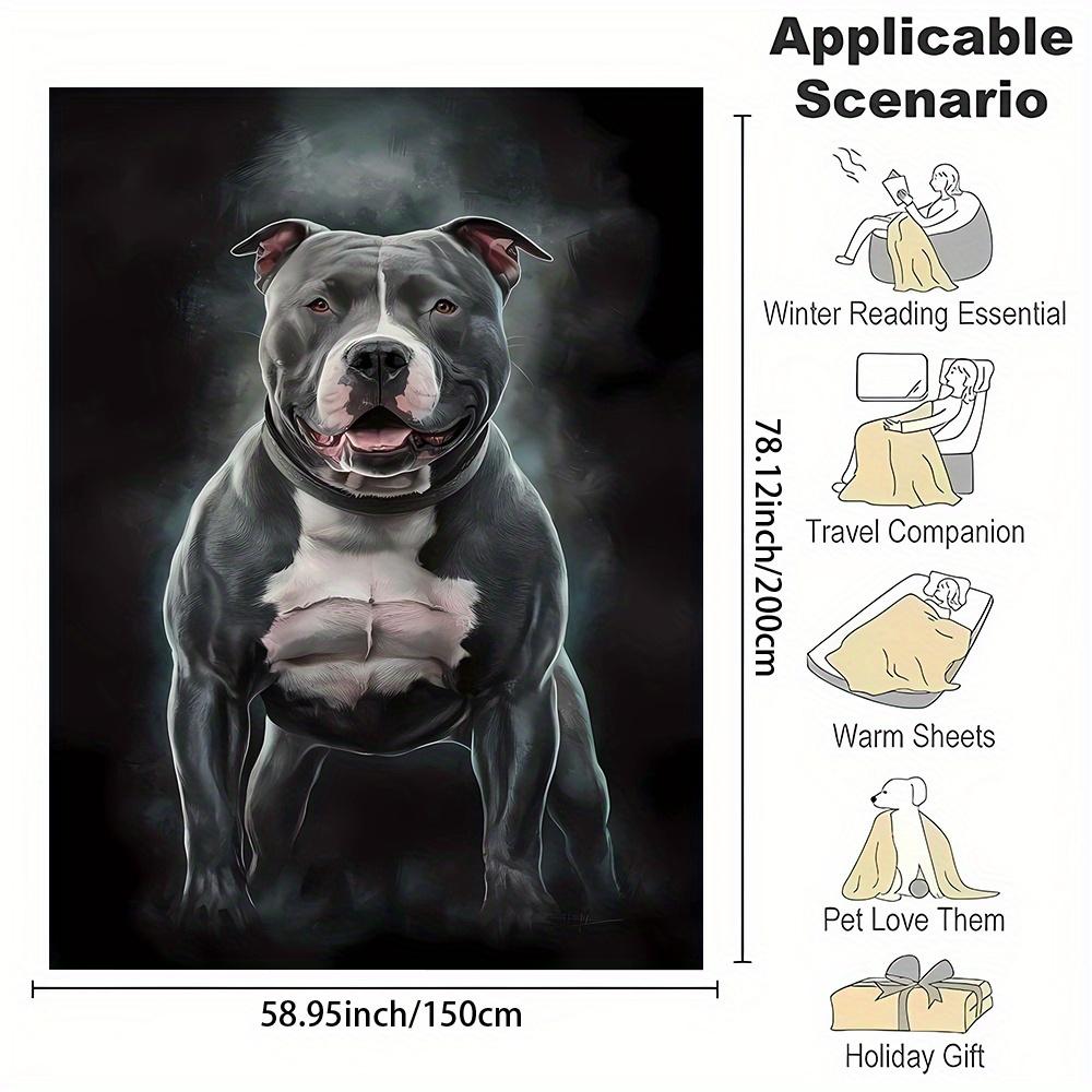 Pitbull Fleece Blanket Muscular Dog Design Soft Cozy Throw Home Decor for Living Room or Bedroom Gift for Dog Lovers60x80