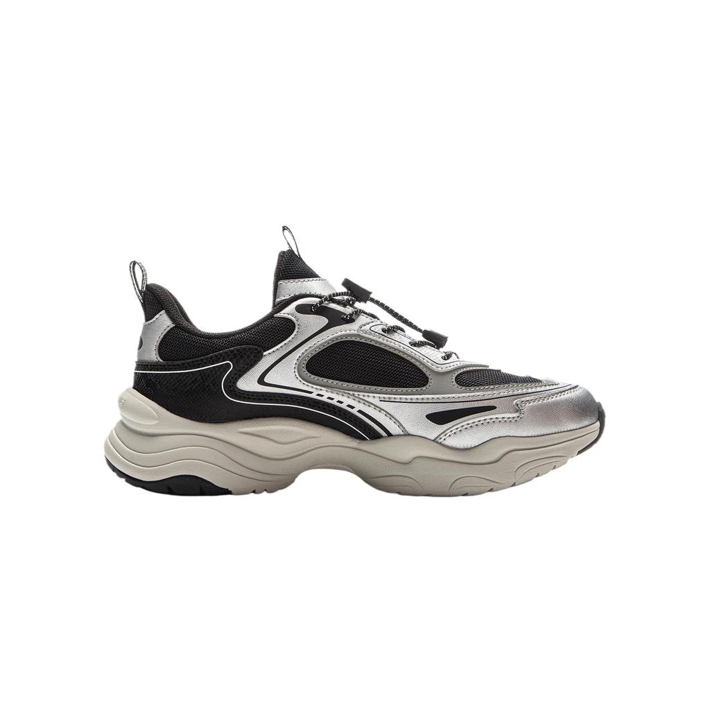Li Ning Kids Sports Lifestyle Series Comfortable Fashion Versatile Low-Top Casual Shoes Kids Casual Shoes Black Silver YKCV074-11