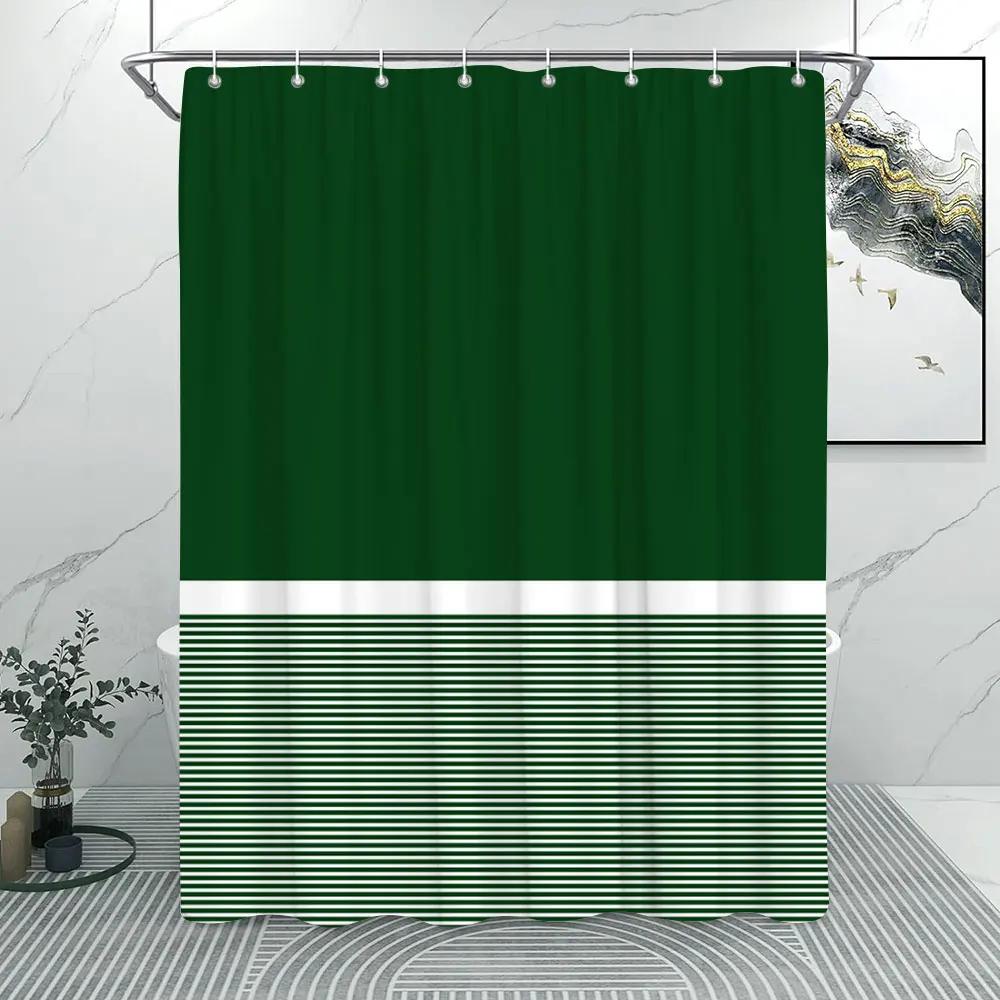 Solid Colours and Lines Modern Minimalist Shower Curtain Colourful Geometric Polyester Fabric Home Shower Curtain Bathroom Decor
