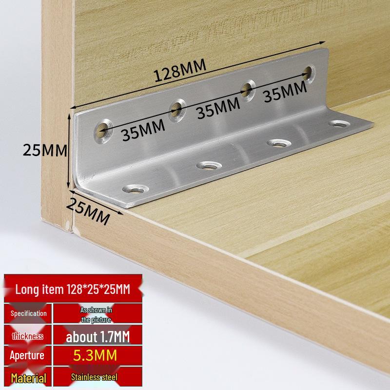 Thick Stainless Steel 90° Angle Bracket for Furniture Fastening