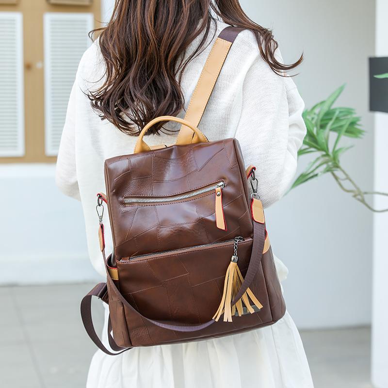 Damryggsäck i retrostil Ryggsäck med stor kapacitet Multifunktionell axelväska