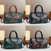 Boston Tote Bag With Splicing Prints And Pu Material For Daily Casual Use