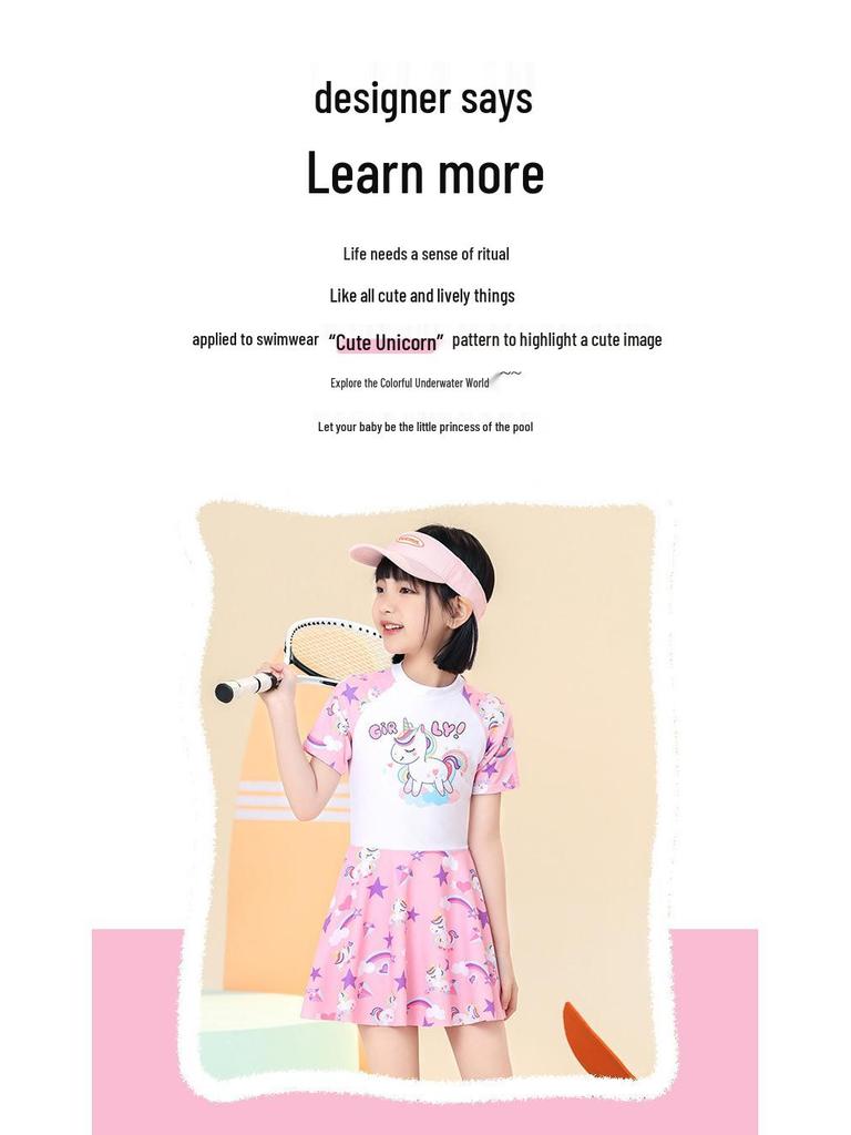 2024 Girls' One-Piece Skirt Swimsuit - Summer Swimwear for Kids in Small, Medium & Large Sizes