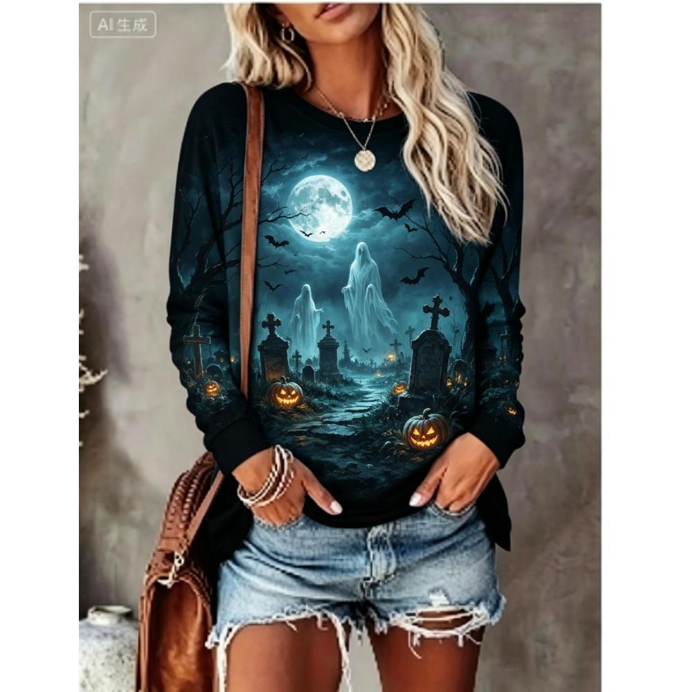 Women'S Pink Cute Skull And Bone for All-Over Print Crew Neck Long Sleeve