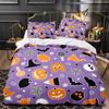 Halloween King Queen Duvet Cover Kawaii Cartoon Skull Bedding Set Kids Boys Orange Pumpkin Skeleton 2/3pcs Polyester Quilt Cover