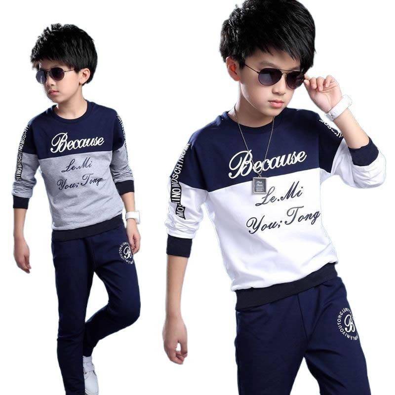 Boys' Casual Spring and Autumn Suits, New Children's Letter Stitching, Boys' Sports, Korean Version of The Two-piece