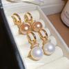 Electroplated Pearl Ear Buckle French Retro Elegant Temperament Earrings Light Luxury Niche Earrings Women