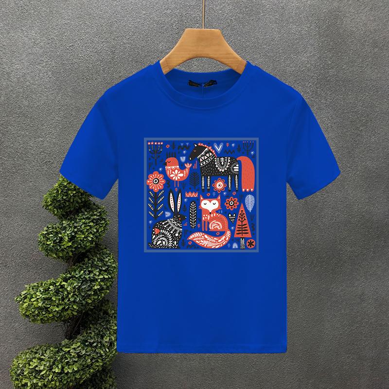 2023 Hot Korea Style Luxury Brand Tshirt 100%Cotton Hand Painted Zoo Printed Tees Summer Harajuku Women Short Sleeve T-shirt