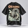Okinawa Japanse Draak Oversized Sneeuwwas UNISEX T-shirt, Japanse Streetwear, Rugprint, 2025 Trend, Tokyo Mode, Draak Tee
