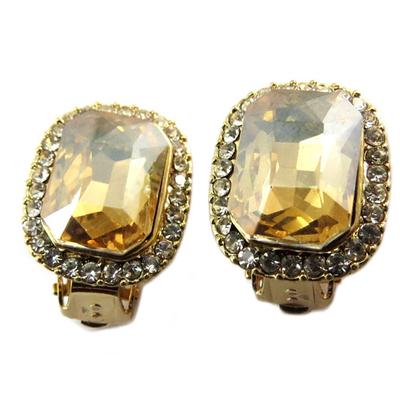 [P4980] - Golden Amber 'Sissi' Designer Clips - 18x15 Mm