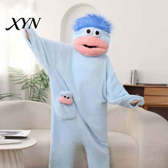 Warm Plush Onesie Funny Wearable Big Mouth Pajamas for Kids, Adults, Soft Kids Sleepwear Fleece Cozy Home Loungewear, Hooded One-Piece Jumpsuit Dress