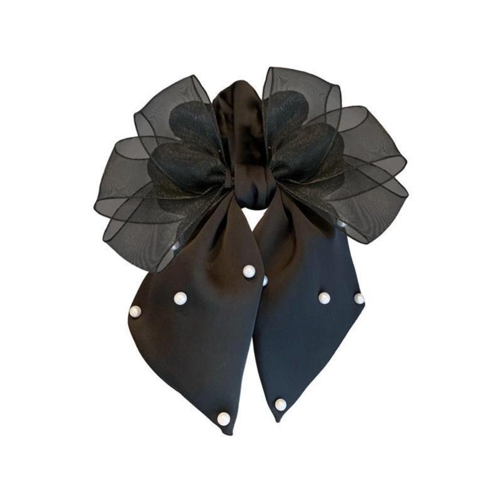 Bow Ponytail Bow Hair Scrunchie Pearls Bowknot Hair Bands Delicate Elastic Hair Band