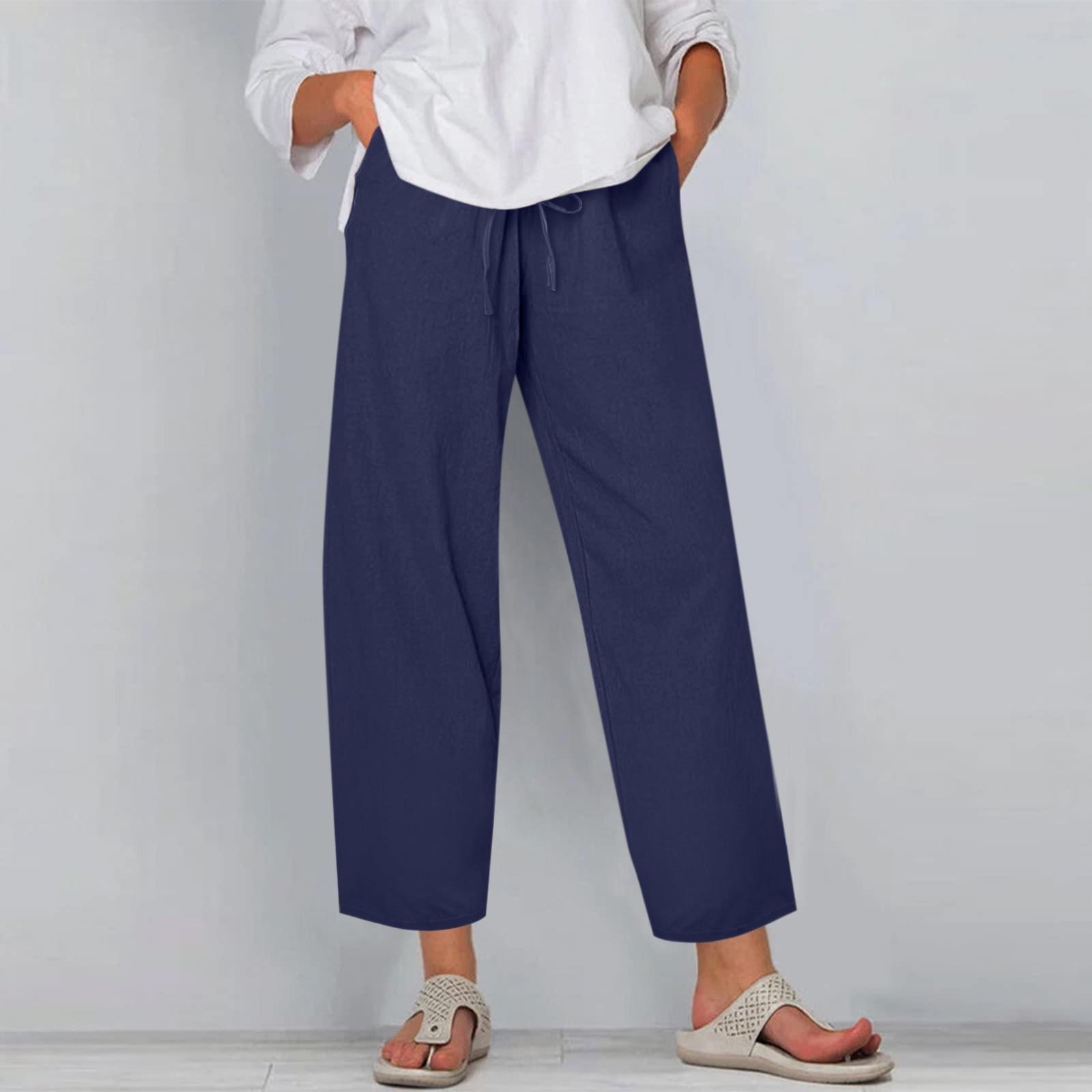 

Женские повседневные брюки, модные однотонные брюки с карманами и эластичной резинкой на талии L