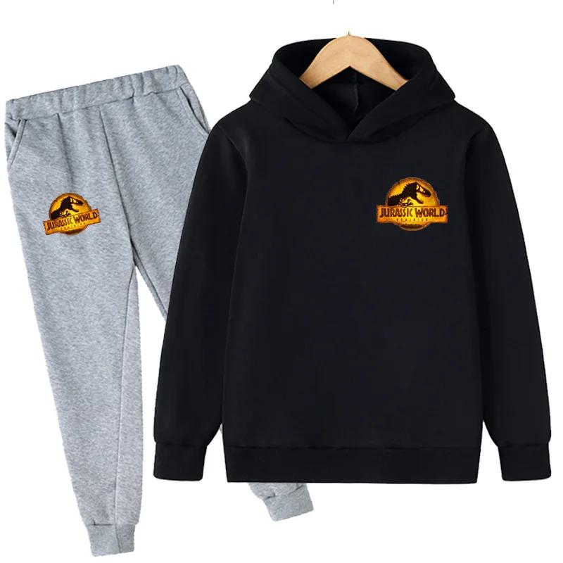 Jurassic World  Fashion Pullovers Clothes Children Dinosaur Hoodies Pants Set Boys Girls Dominion Sweatshirts Hooded Suit