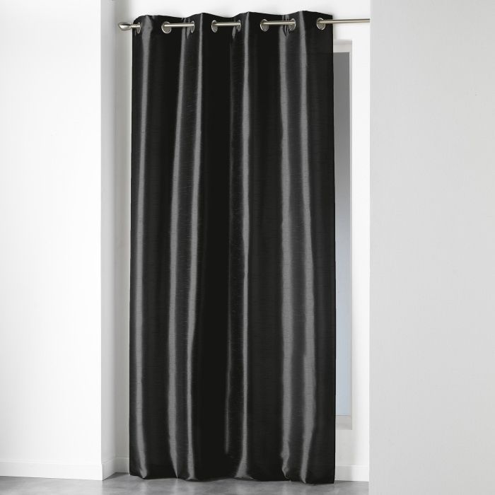 Rideau - SHANA - Noir - 140x240 cm - Œillets - Effet soie sauvage
