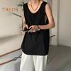 Men Vest Sleeveless Round Neck Solid Color Vest Loose Fit Casual Sport Tank Tops Streetwear Daily Wear