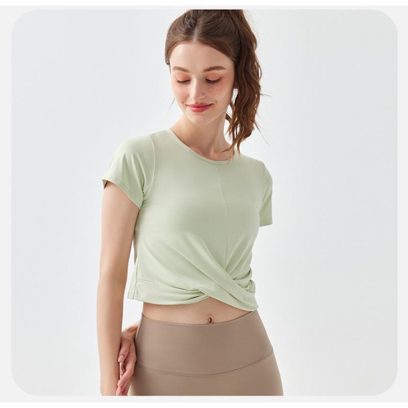 

Sports Yoga Cover-up Summer Yoga Clothing Top Running Quick-drying Short-sleeved Fashion Fitness Clothing for Women XL
