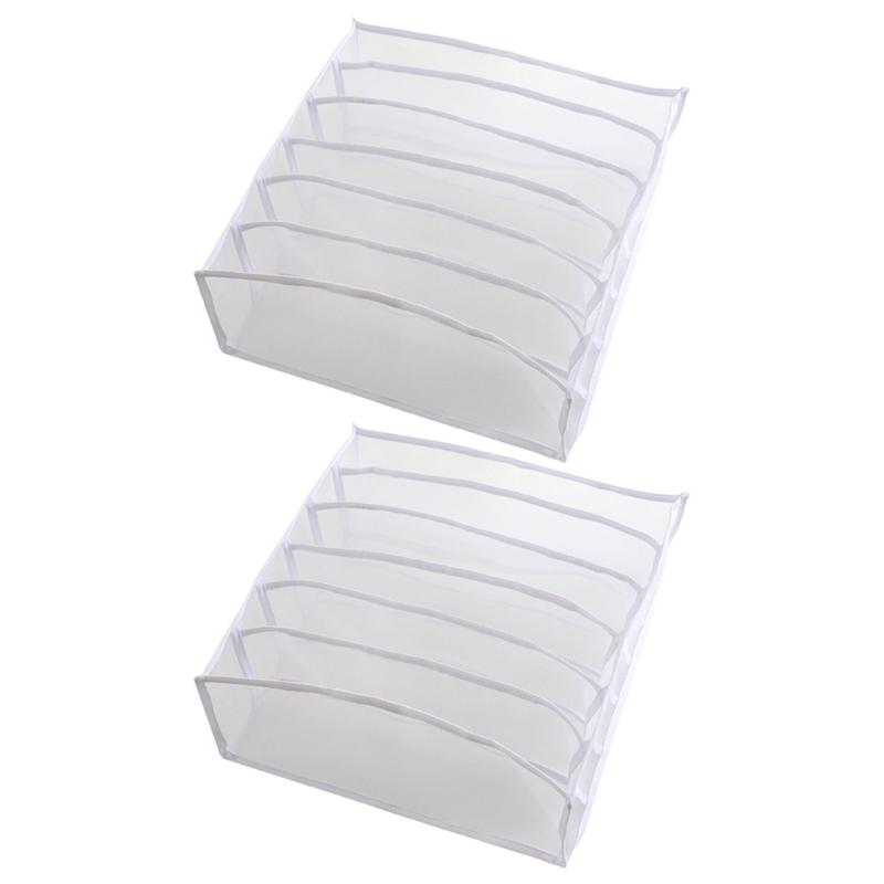 Foldable Sturdy Nylon Wardrobe Closet Divider Set of 2 Grids Clothes Organizers Home Accessory for Jeans and Sock