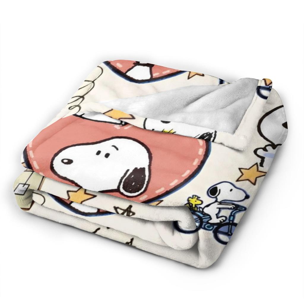 Snoopys Woodstock Velvet Throw Blanket Cartoon Blankets for Sofa Bedroom Super Warm Quilt,