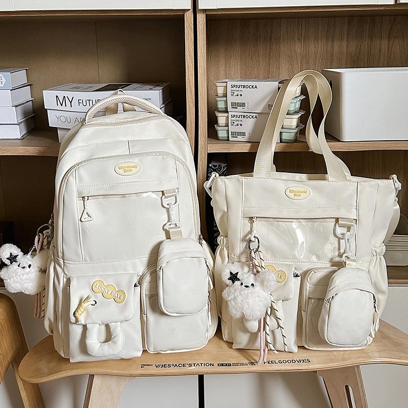 Schoolbag new Japanese ins fresh and sweet contrasting colors splicing bar pain bag girl junior high school students large capacity backpack