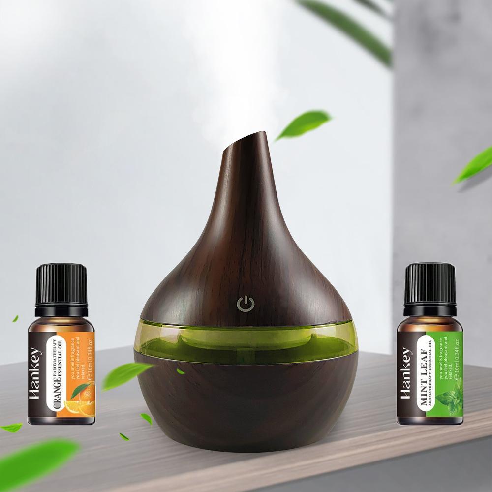 300ml Wood Grain Humidifier & Aroma Diffuser  USB Desktop Hydration for Home & Office Wellness 300ml