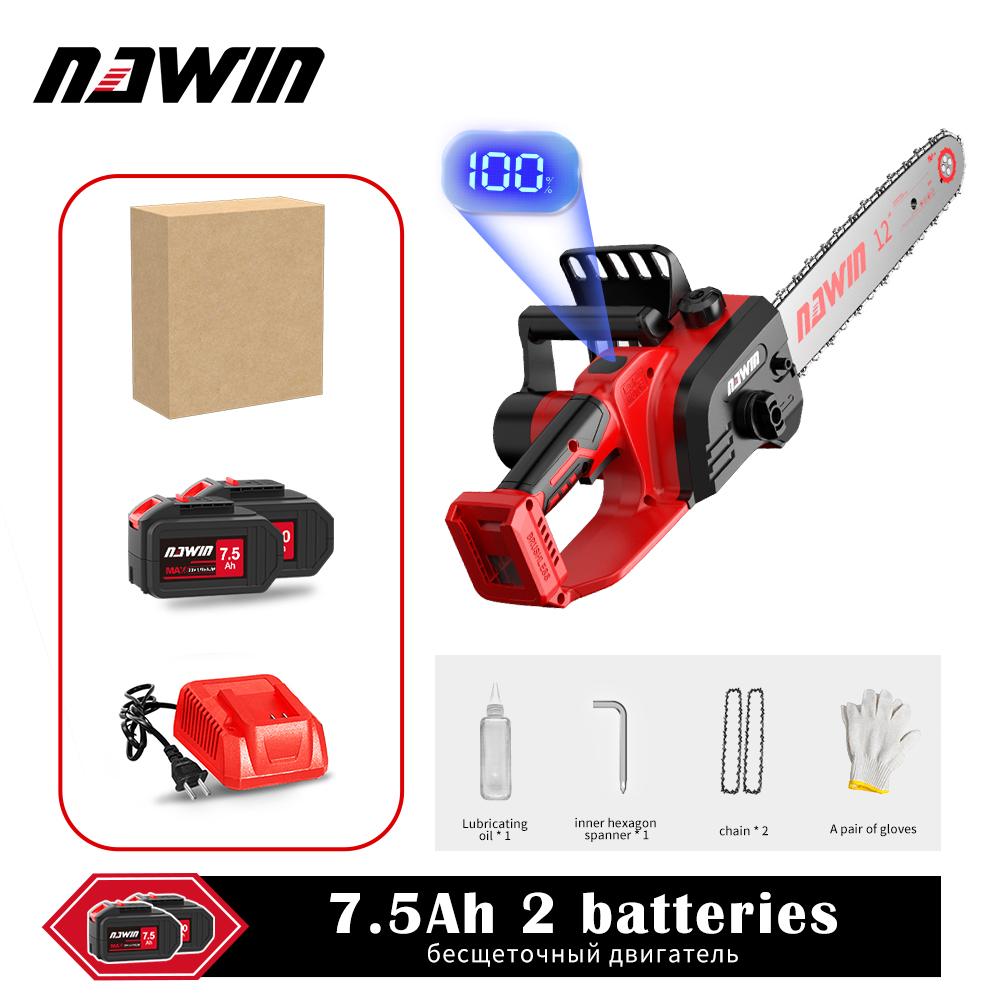

NAWIN 12-дюймовая цепная пила с бесщеточным двигателем, мощный садовый инструмент