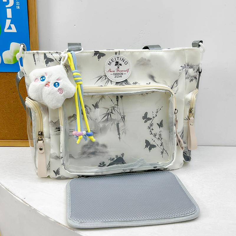 New Sweet Cute Ulzzang Y2K Ita Bags Subculture Dopamine Transparent Display Cool Tote Bag Aesthetic Lace DIY Badge Shoulder Bag