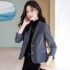 Damen Khaki Wollblazer: Petite Slim Fit, Retro-Stil, Frühling/Herbst 2025
