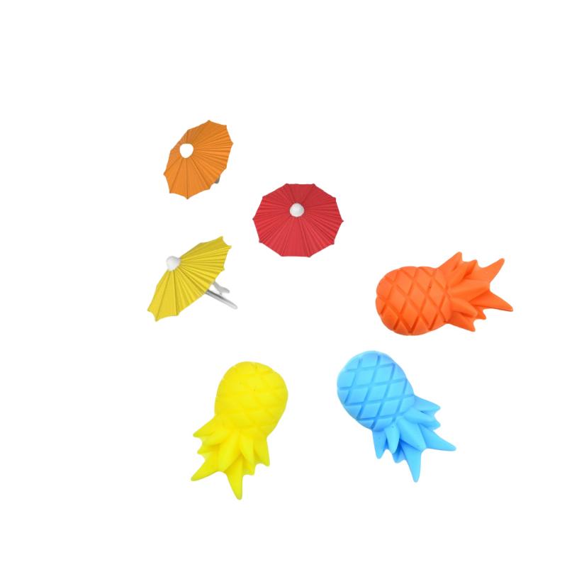 

6Креативных Зонтиков Маркеры для Бокалов в виде Ананаса Силиконовые Зонтики Идентификаторы для Бокалов Силиконовые Идентификаторы для Бокалов в виде Ананаса 3 umbrella shaped an