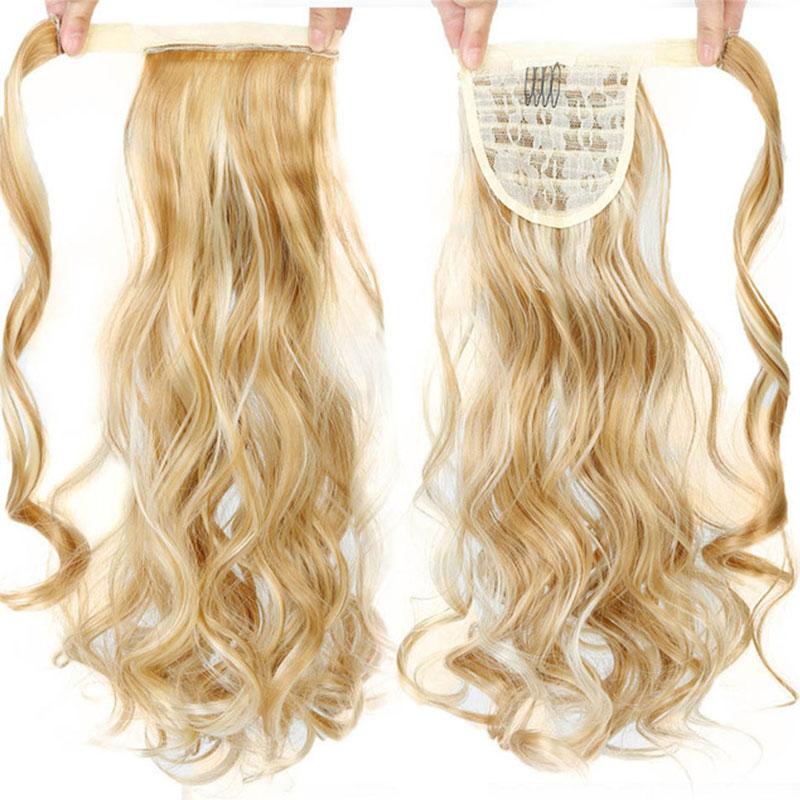 LUPU 60CM Long Straight Wrap Around Ponytail Clip In Hair Extensions False Fake Hair Synthetic Hairpiece With Hairpins For Women