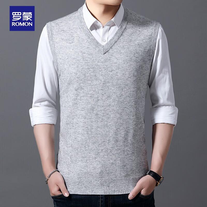 Romon Men s V-Neck Knitted Wool Blend Vest 52/XL