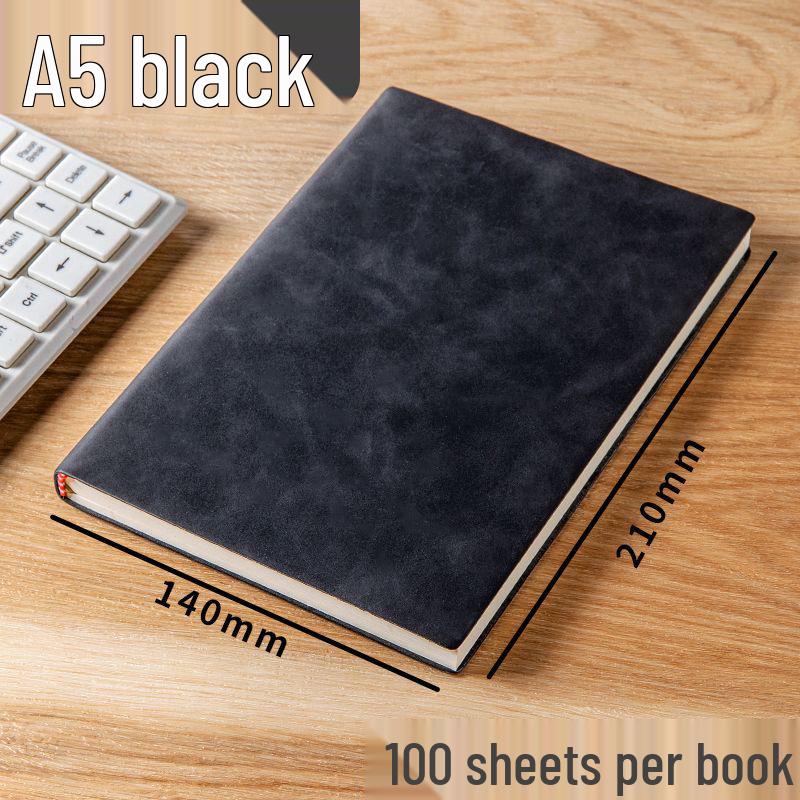 Retro A5 Leather Cover Notebook - Solid Color Diary for Business, Students, and Graduates