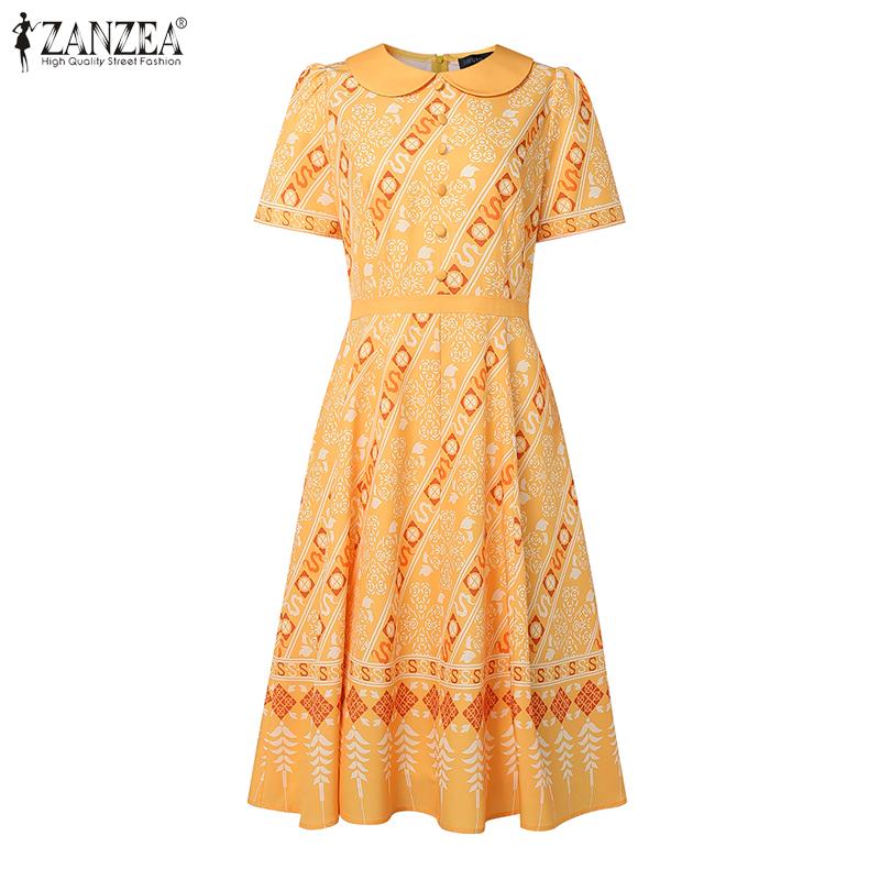 ZANZEA Women Summer Print Casual Short Sleeve Dress