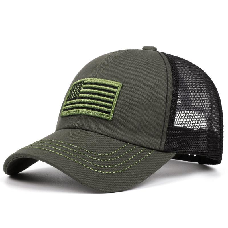 

1pc Camouflage Mesh Baseball Hat Embroidered US Flag Hat Street Hip Hop Hat Outdoor Daily Leisure Sunshade Hat Flat Edge Hats Adjustable зелёный