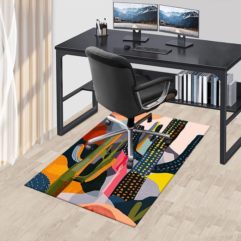 

1pc Anime Cactus Chair Mat: Vibrant Desert Print Office Rug for Desk, Home Decor, Gaming Room Non Slip Carpet with Cartoon Design 60cm by 90cm